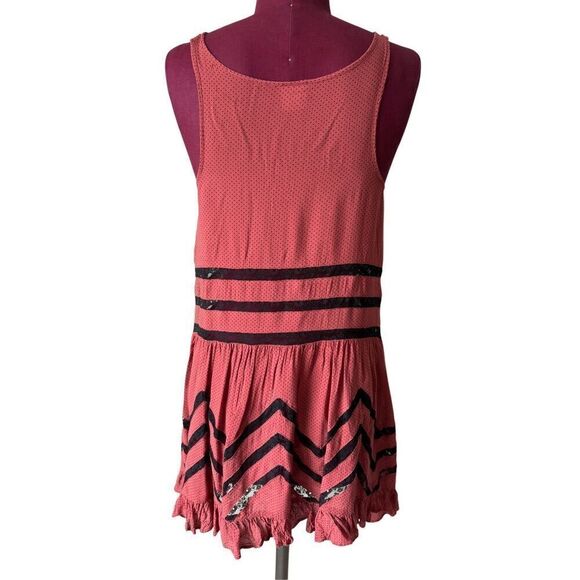 Free People Voile And Lace Trapeze Burnt Orange Slip Size S - Picture 3 of 9